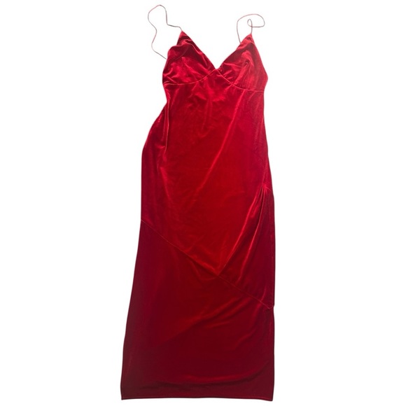 Lovers & Friends Rebel Velvet Slip Dress In Ruby Red Size Large - Picture 2 of 11